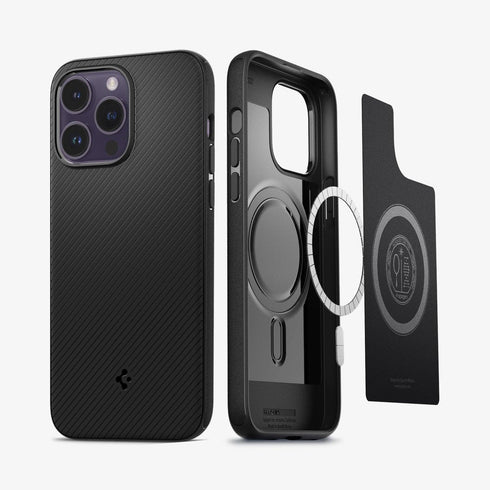 ACS04844 - iPhone 14 Pro Max Case Mag Armor (MagFit) in matte black showing the back